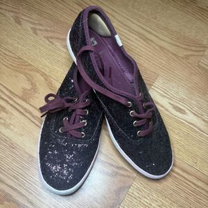 Keds Kate Spade Champion Glitter Sneakers Shoes Deep Cherry Womens US 8.5